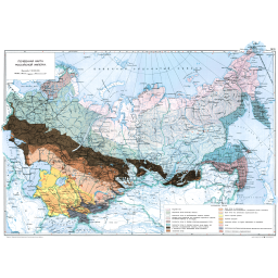 Почвенная карта Российской Империи. На севере (розовый цвет) - область тундры