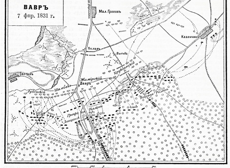 План сражения у хутора Вавр во время Польского восстания в 1831 г.