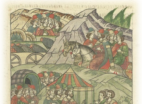 Войско князей Дмитрия Константиновича и Дмитрия Михайловича получает известие, что царевич Арапша находится на Волчьих водах, и воины расслабляются, решив, что сейчас на них никто не нападет. 