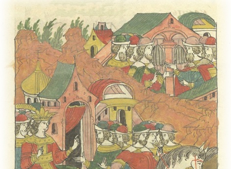 Царь Иван Васильевич посылает в Сибирскую землю своего посла с ярлыком, велит привести князя Едигера и всю Сибирскую землю к присяге и взять дань.